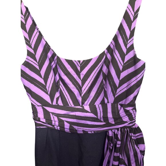 Milly Of New York Purple & Black Sleeveless Chevron Dress Size 2 - Picture 5 of 7